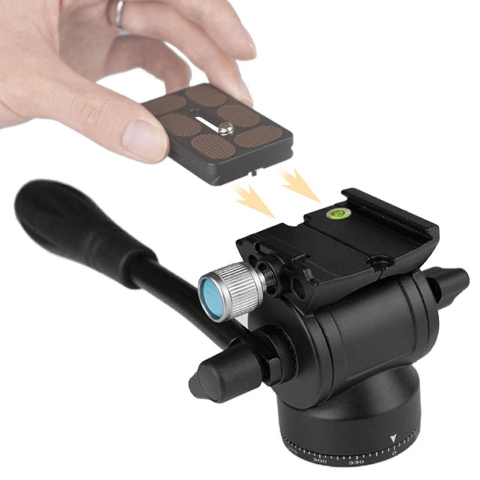 Asixxsix Testa per Treppiede, Rotazione 360° con Piastra a Sgancio Rapido