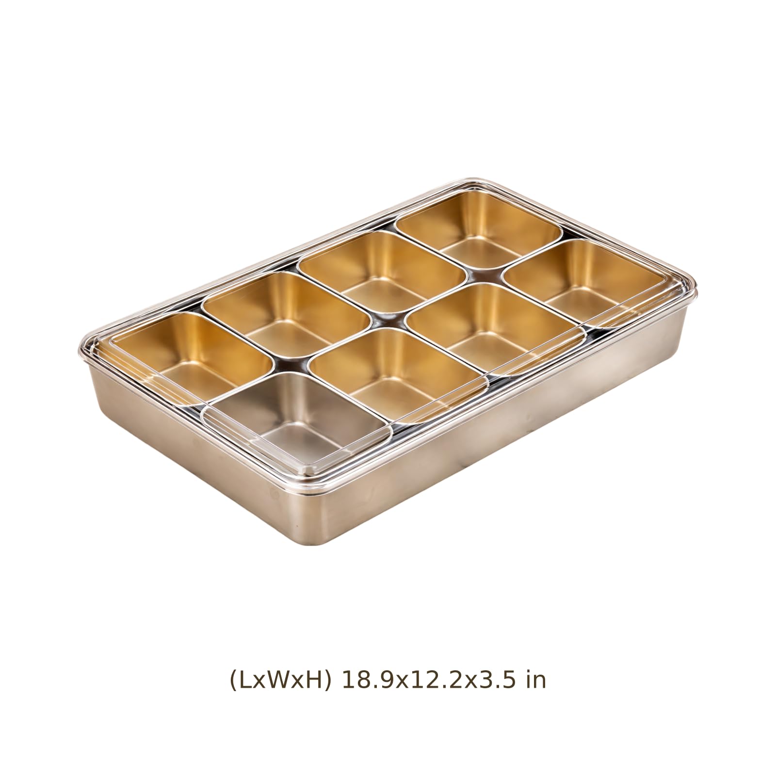 8-Fach-Edelstahl-Yakumi-Pan, je 20,29 oz / 600 ml, mit Klarsichtdeckel und Löffel, Mise-en-Place-Behälter, Gewürzbehälter für Boba Tea, Ice Jelly, Bubble Tea Shops, für Zutaten und Toppings