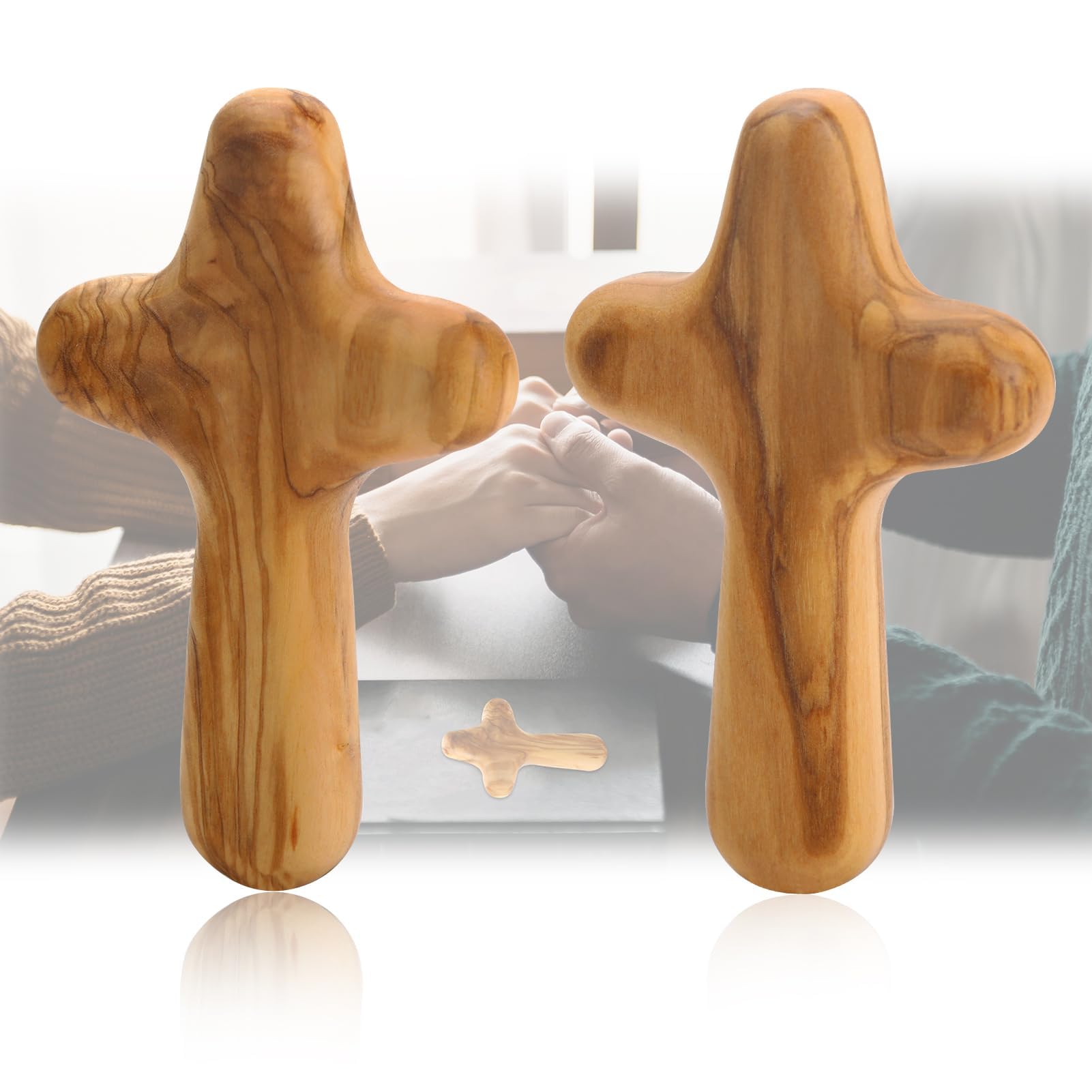 Croix en Bois d'olivier 10cm Lot de 2 Naturel Prière Méditation