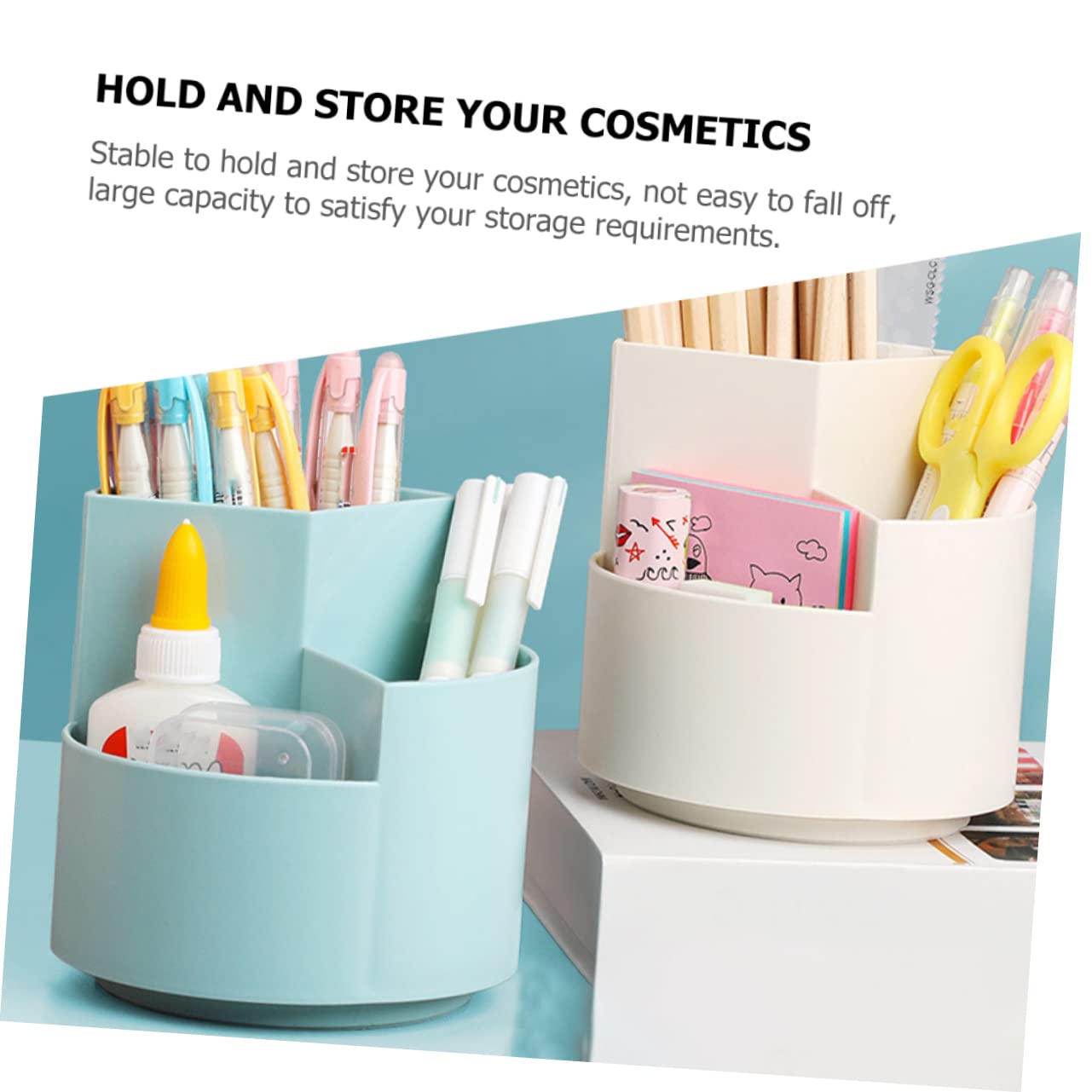 Cabilock 2st Drehbarer Stifthalter Drehbarer Schreibwarenhalter Drehbarer Für Den Schreibtisch Kunstversorgung Tisch-organizer-box Büro Stift Stifthalter Bilden Pp Rotieren Kosmetik
