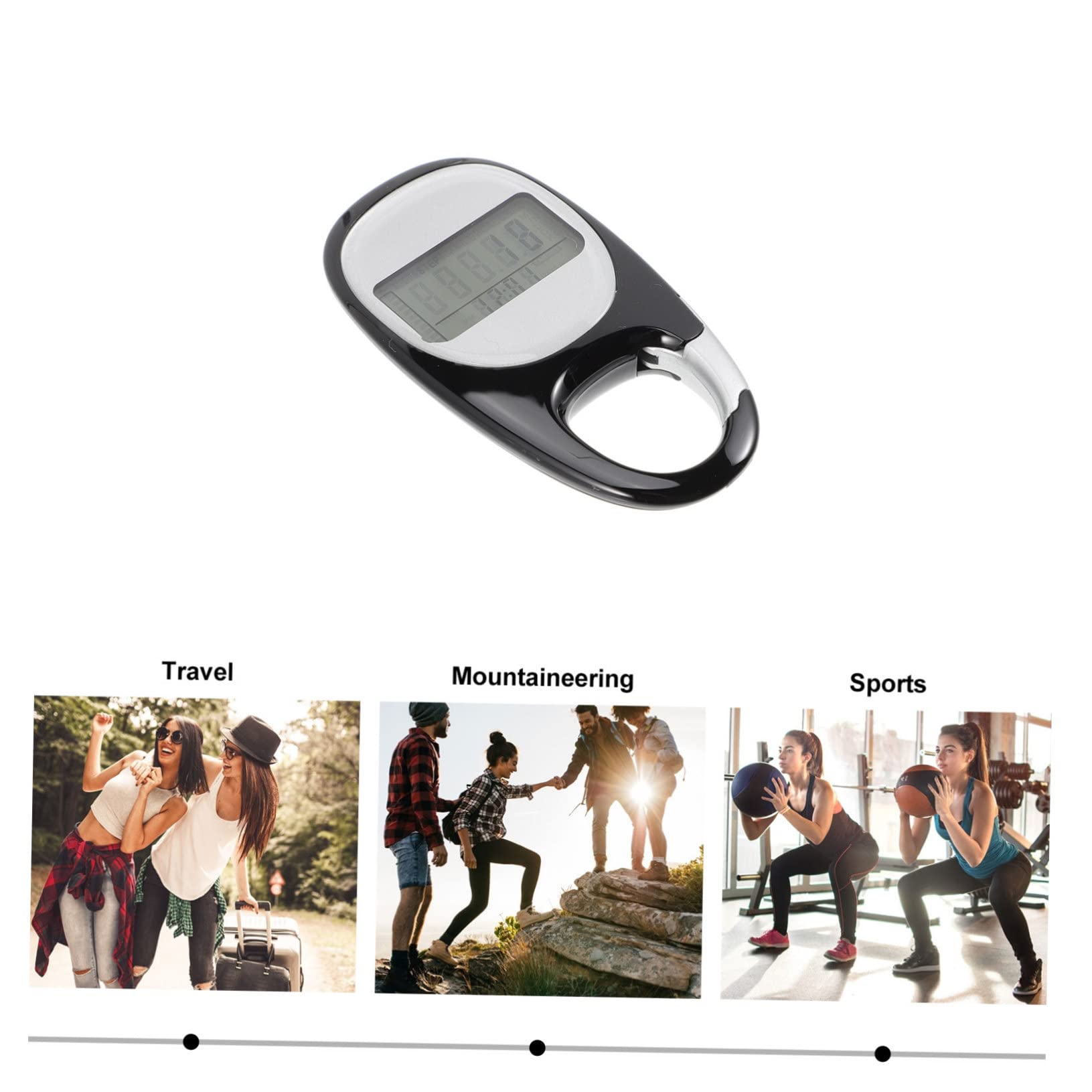Yardwe podomètre 3D Fitness Tracker Voyage Travel podomètres pédimètre Compteur de Pas Montre traqueur Compteur de Marche pour Le Fitness d'escalade Abdos