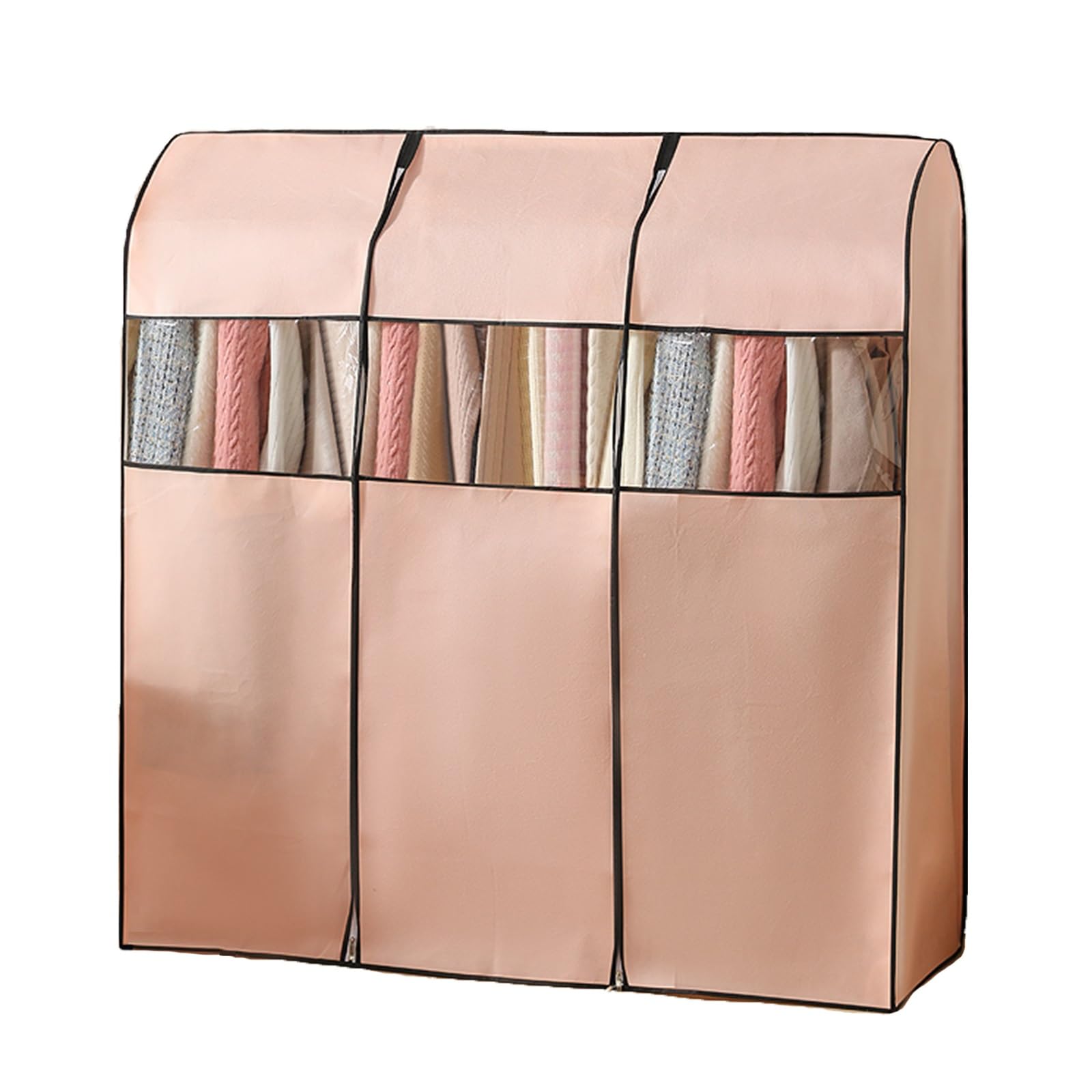 Burro Ropa Funda con Cremallera Totalmente Cerrada, con Ventana Transparente, Bolsas Ropa, para Armario con Perchas(Pink,80x50x150cm/31x20x59in)