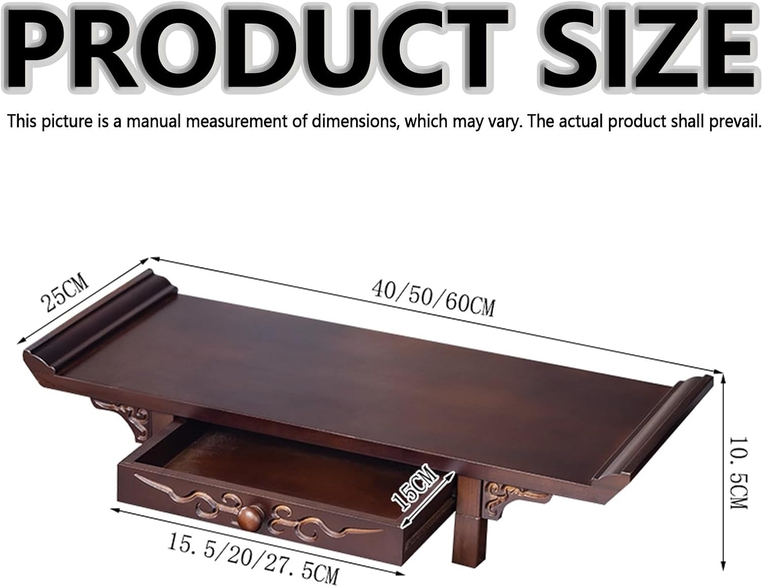 Altar Table with Drawers for desktops, Vintage Buddha Statues Shelf for Prayer, sacrificial Meditation Shrine, Buddhist Altar Shelf, for Churches, shrines, Temples, Homes.