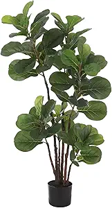 GarveeHome Faux Fiddle Leaf Fig Tree, 47 Inch Potted Fake Ficus Lyrata Plant with 72 Decorative Fiddle Leaves, Artificial Trees for Home Indoor Outdoor Living Room Office Porch Decor