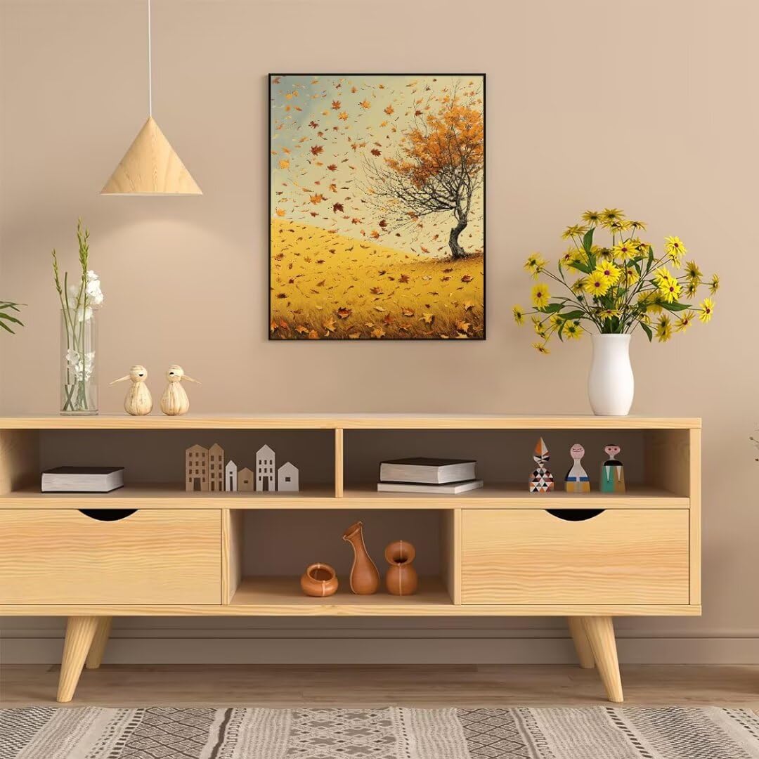 Pintura por Numeros Paisaje de otoño amarillo Pintar por Numeros Adultos Niños, DIY Paint by Number Kit con Pinceles y Pinturas Acrilicos, Cuadros por Numeros, Decoración para el Hogar 100x70cm w-3782