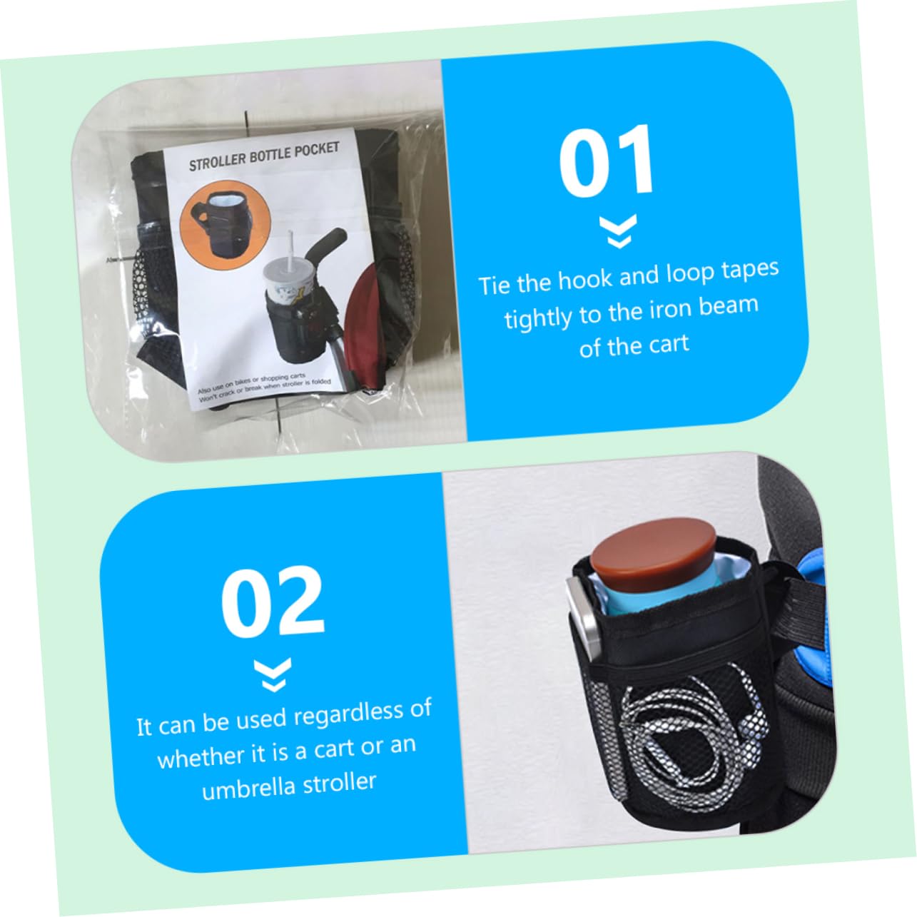 ERINGOGO Cup Bag for Baby Stroller Insulated Bottle Holder Protective Sleeve Easy to Attach Detach