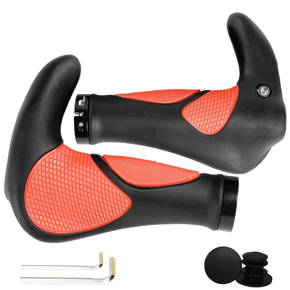 Bike Handlebar Grips, Soft Gel Inserts Shock Resistance Ergonomics Comfort Design,for MTB Bicycle Mountain Bike Grip (red)