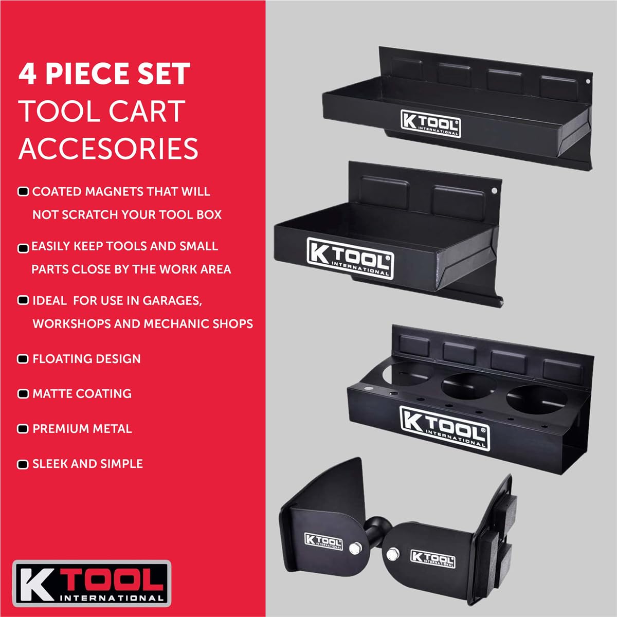 K Tool International DMG001 magnetyczne tacki na narzędzia, zestaw 4 szt