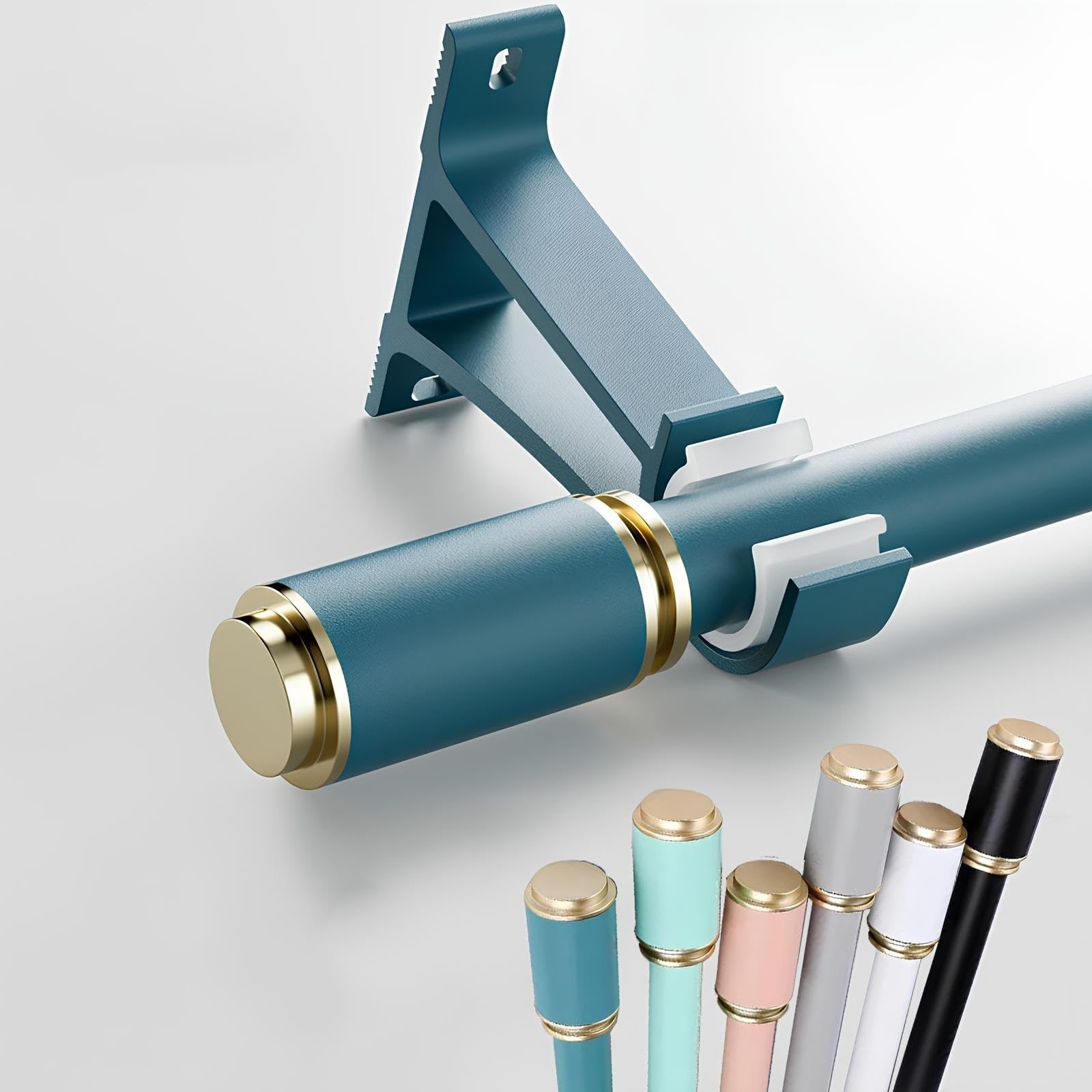 Wataow Blue Aluminum Curtain Rail Silent Track, Wall Mounted Heavy Duty Curtain Rods, Bedroom Living Room Curtain Poles(,300Cm/9.8Ft(2 * 150Cm))