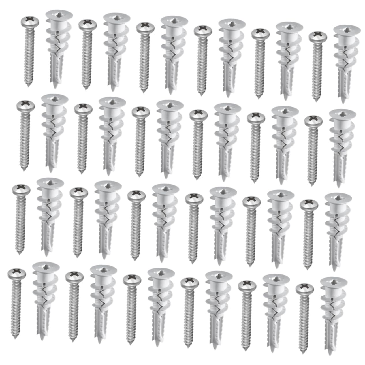 Mikikit Drywall Anchor Repair Kit 50 Pieces Heavy Duty Drywall Anchors Screws Self Drilling Wall Anchors for Decorative Items