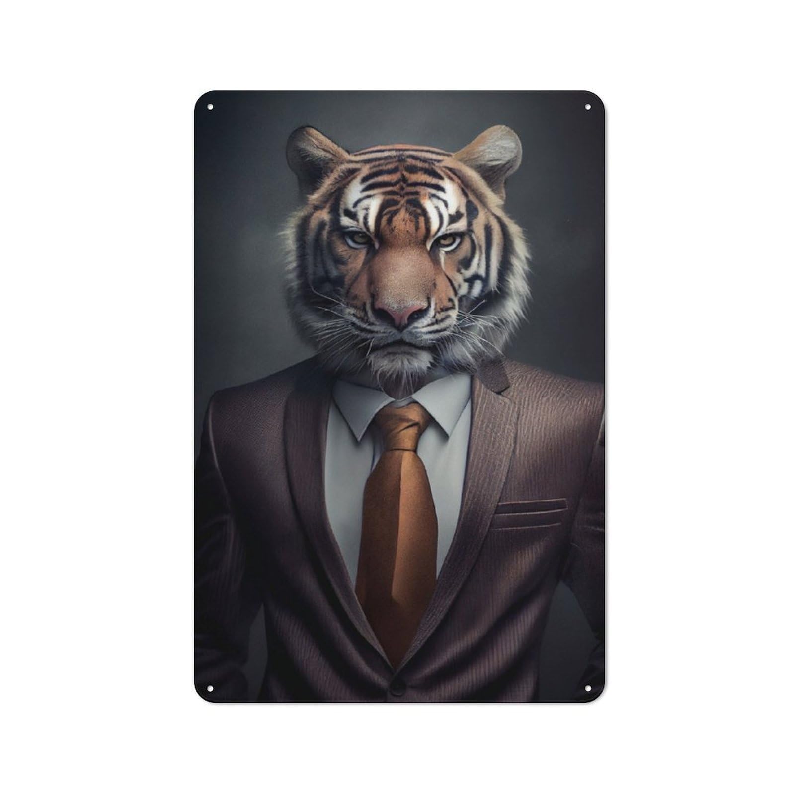 Junmoney Tiger Suit Retro Metal Sign With Design 30X20cm, Retro Old Style Wall Plaque For Kitchen, Hallway, Bar Or Small Cafe