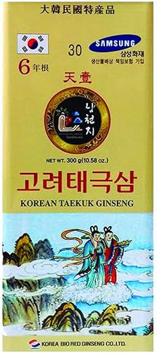 Corea TAEKUK Ginseng Heaven Grado 6 Años Coreano Taekuk Roots Ginseng Roots (10.58oz) 30 Raíces Hecho en Corea