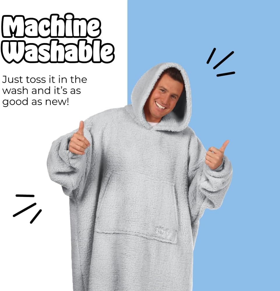 THE COMFY Teddy Bear Quarter-Zip|Oversized All Sherpa Wearable Blanket With Zipper, Seen On Shark Tank - Image 7