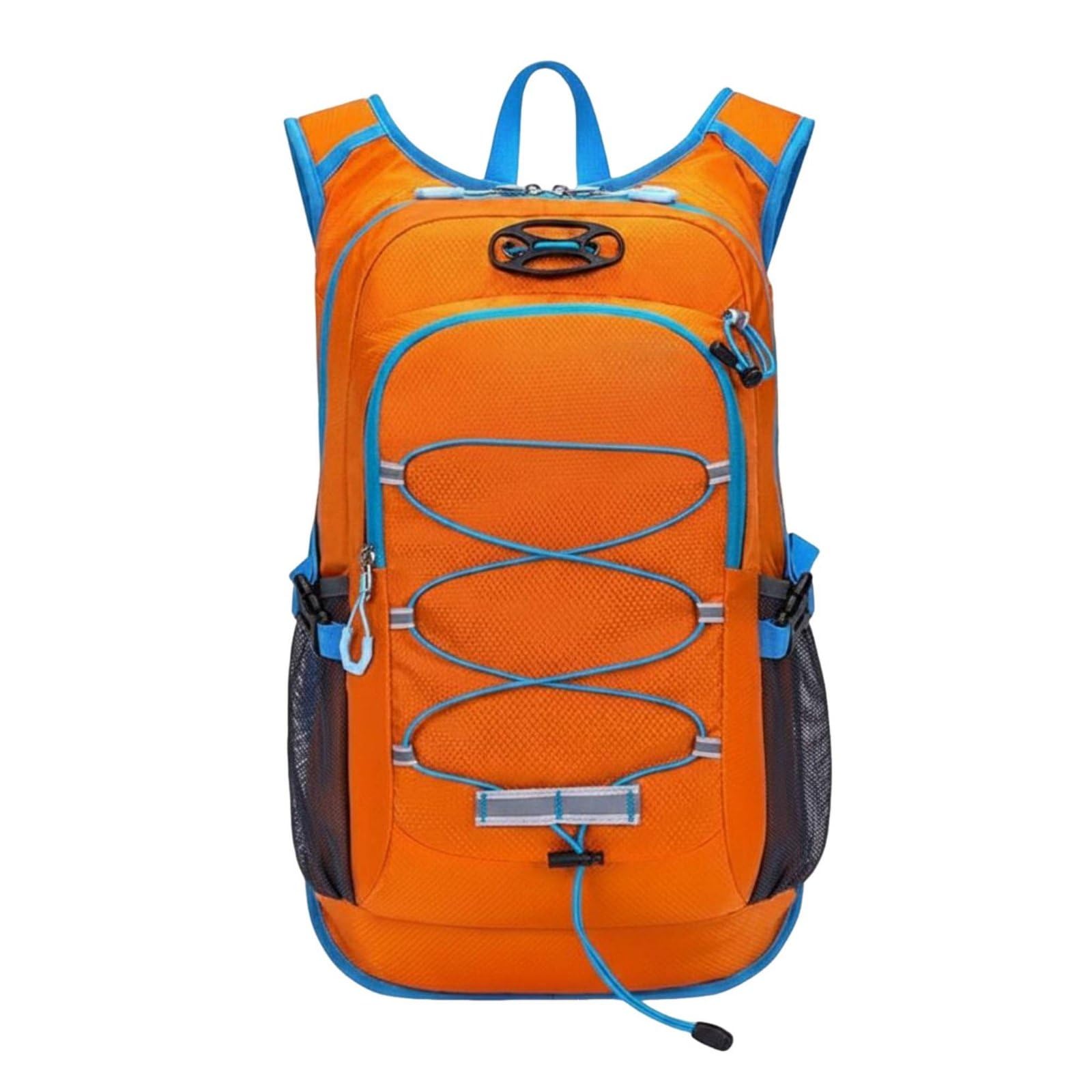 myaddiction waterproof lightweight travel backpack multi-compartment hiking rucksack scratch-resistant cycling backpack reflective strip for mountaineering, orange, 15 inch