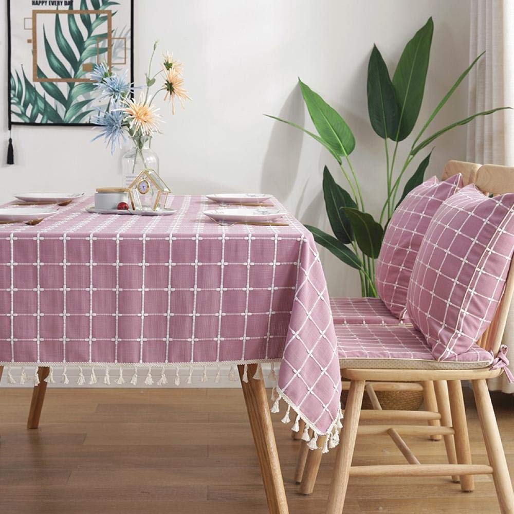 Anti Tache Nappe Rectangulaire Nappes Coton et Lin Respirant Nappes en Sergé Simple Style à La Chaleur et à L'Humidité Violet 140 × 230cm