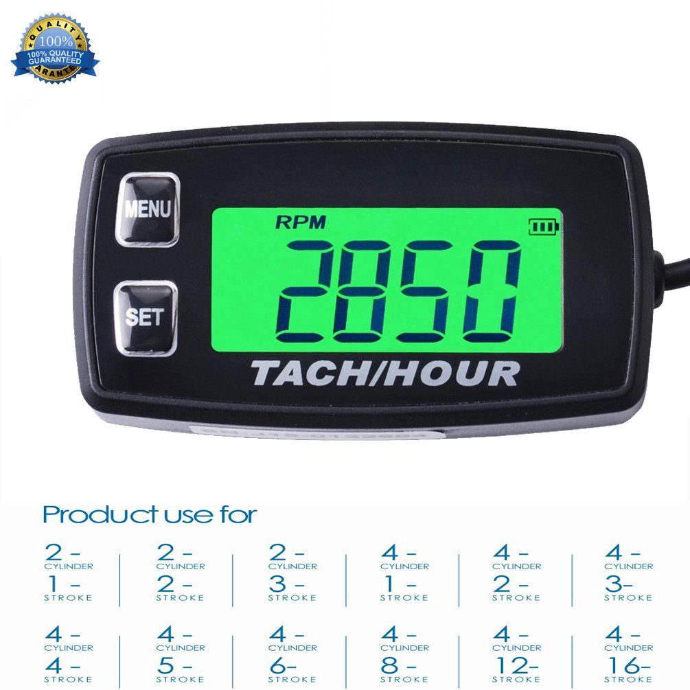 Buy Inductive Tachometer, Alarm RPM,Backlit Engine Hour Meter, Track
