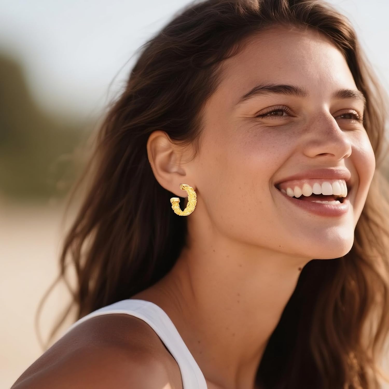 Gold Earrings 14K Gold Hoop Earrings for Women Statement Gold Hoops Jewelry Gifts - Image 5