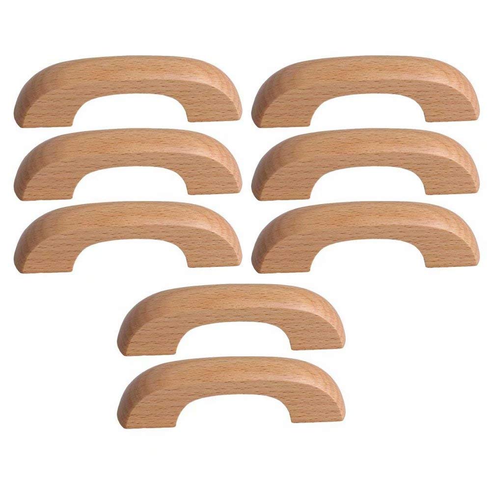 FBSHOP(TM) 8PCS Wood Unfinished Drawer Knobs Pulls Handles - Kitchen Cabinets Furniture Dresser Wardrobe Cupboard Drawer Knobs Pulls Handles