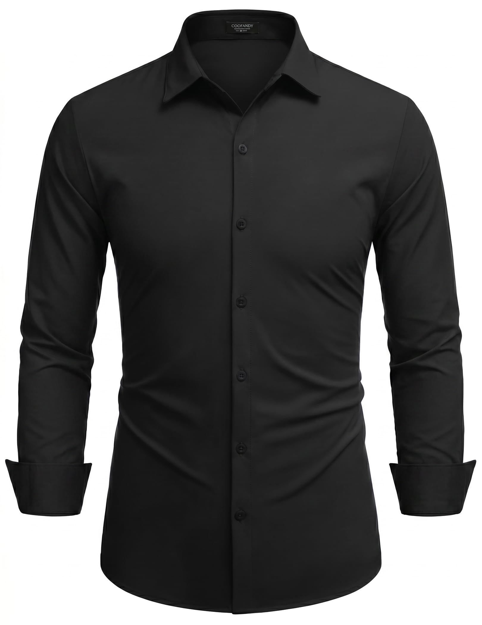 COOFANDY Herrenhemd Langarm Stretch Regular Fit Unifarben Bügelleicht Business Freizeit Anzughemd