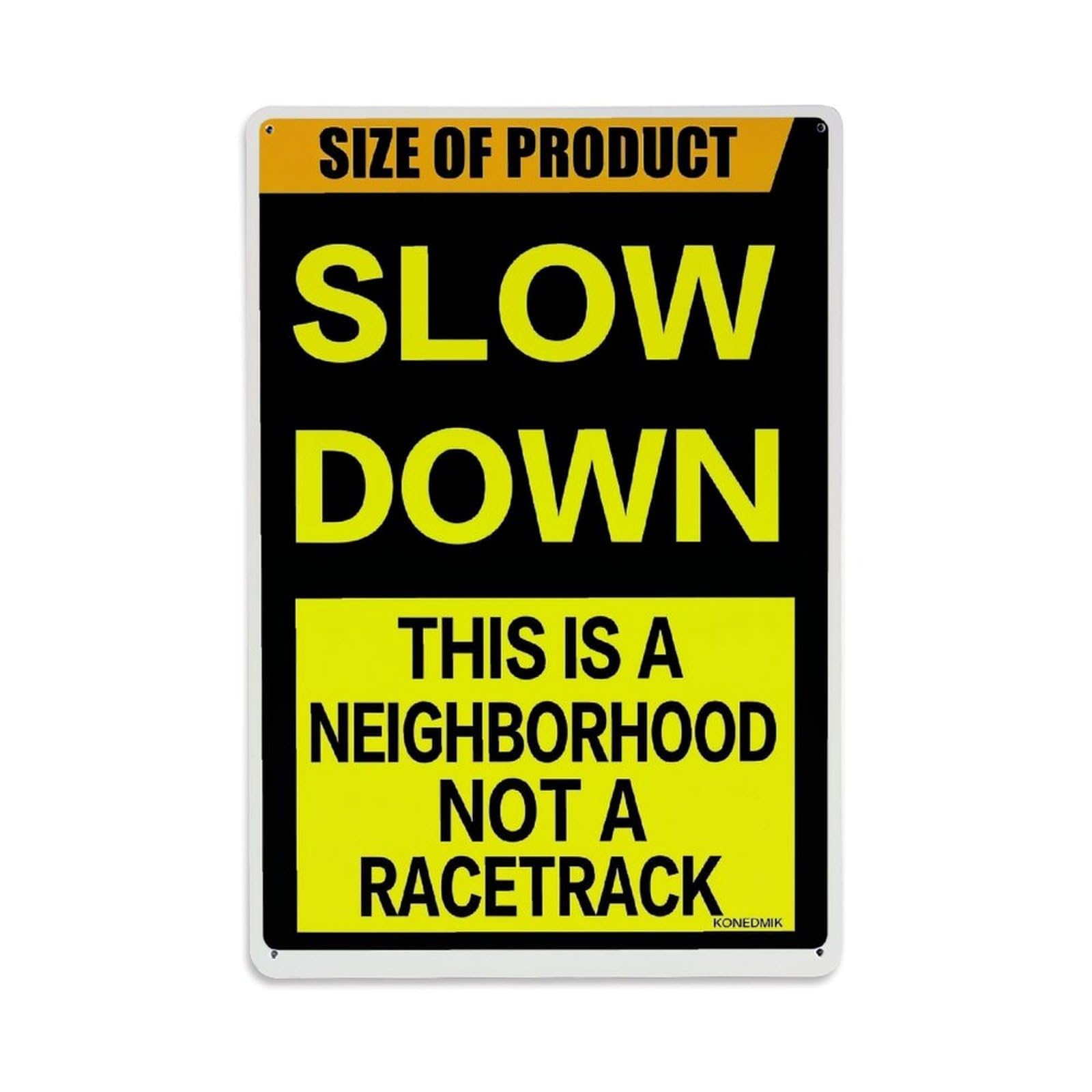 Jdyaojiesheng Vintage Slow Down Neighborhood Not Racetrack_2 Tin Sign Retro Metal Wall Decor Metal Poster, Home Bar Garage Farmhouse Cafe Wall Art Decoration 8X12inches