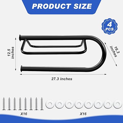 Miniatura 2 de Paterr 4 soportes de pared para sillín de 27.3 x 16.3 x 12.5 pulgadas, soporte portátil para sillín desmontable, almacenamiento de tachuelas para