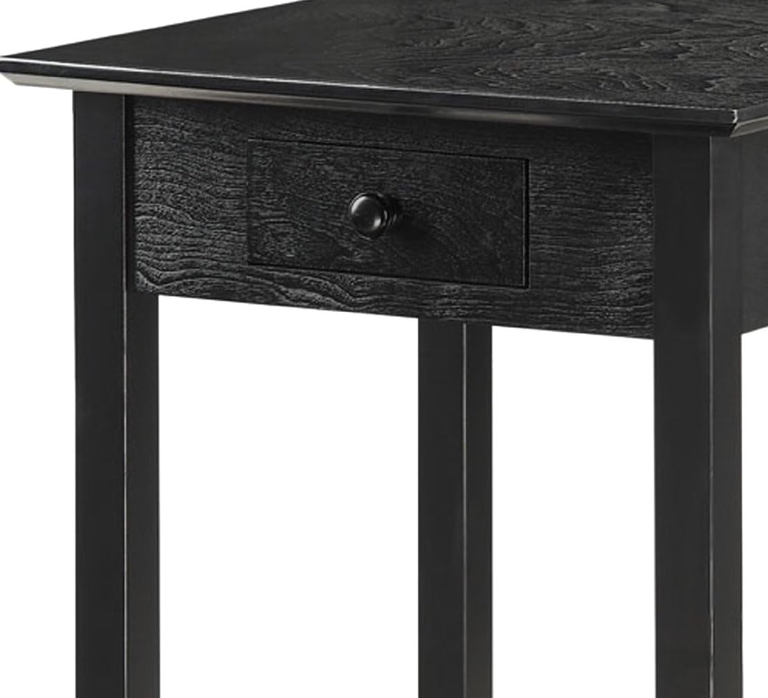 Amаzіng 🔥 Convenience Concepts American Heritage End Table with Drawer and Shelf, Black