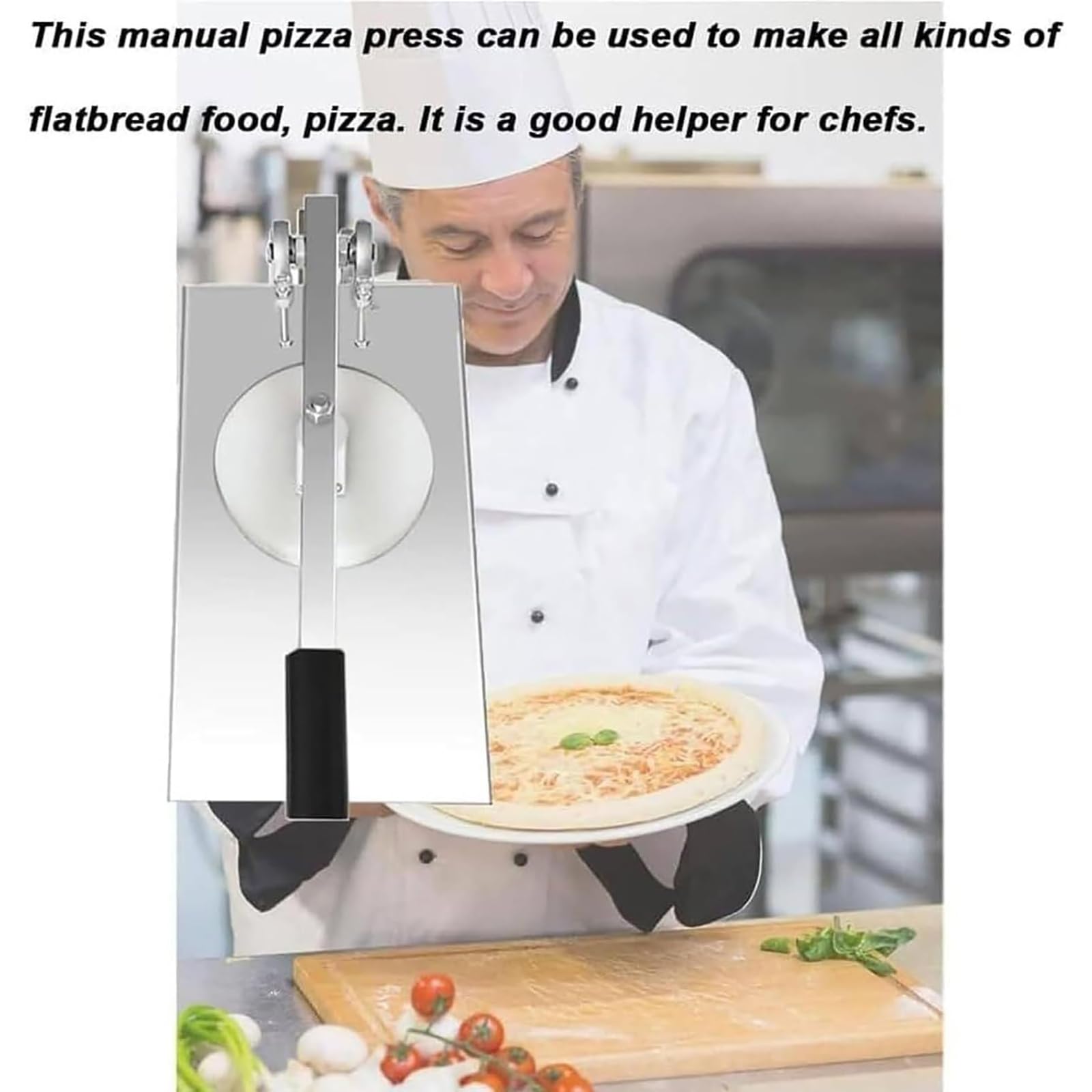 NGARY Pizzateig-Pressmaschine, Pizzateig-Ausrollmaschine Mit 7 Verfügbaren Druckplattentypen, Einstellbare Dicke Von 0–15 cm, Gleichmäßiges Drücken Zum Pressen Von Pizza Und Pasta