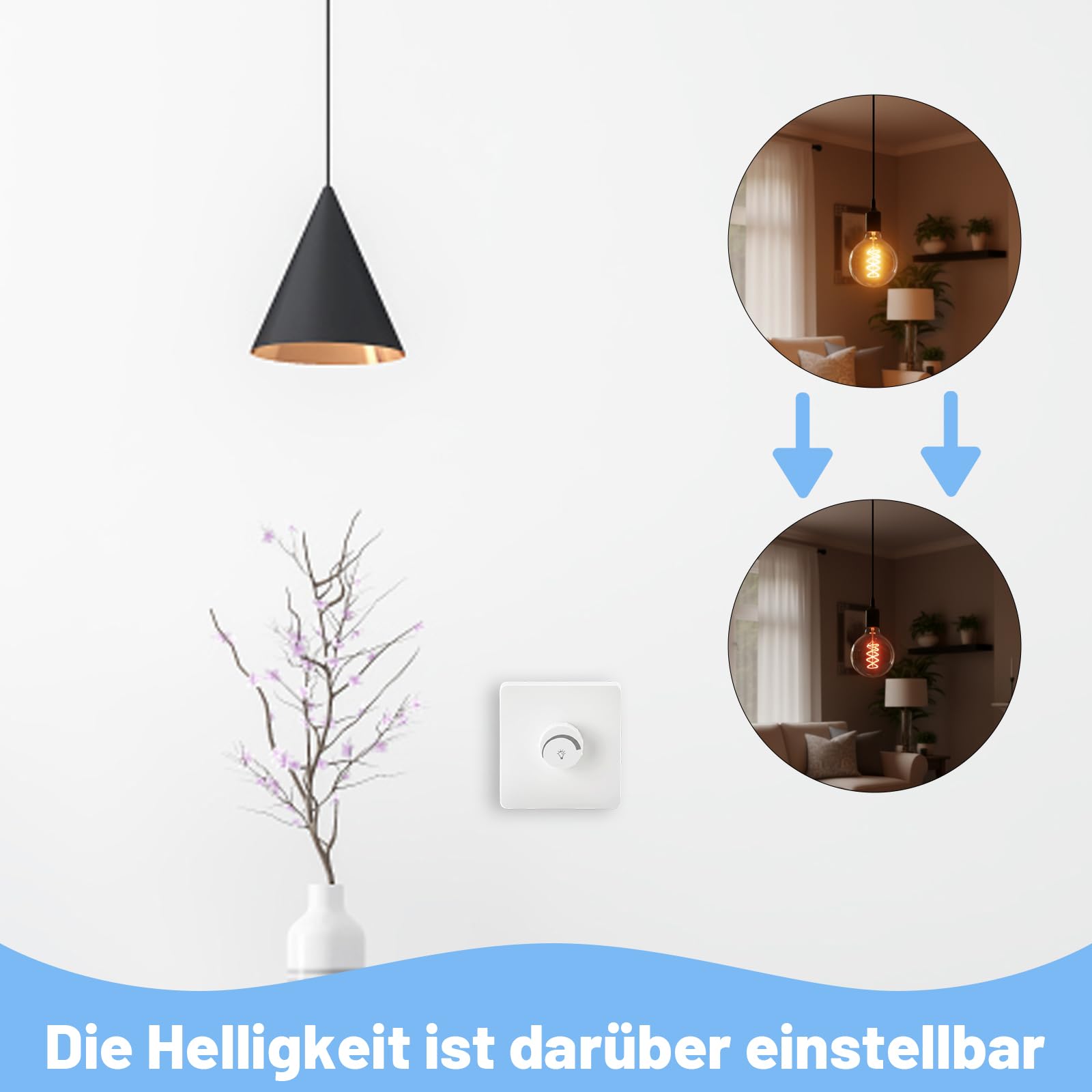 230V LED Dimmer - Regulator Przycisków Do Oświetlenia LED I Żarówek, Regulator Jasności Mocy 1-400W (biały))