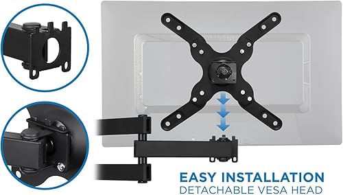 Miniatura 3 de Mount-It! Soporte de monitor de pared para TV con brazo de inclinación articulado de movimiento completo, brazo de extensión de 15 pulgadas para