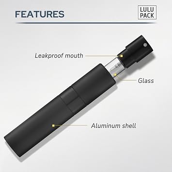 Lulupack Perfume Atomizer Refillable Travel Bottle: Cologne Portable Sprayer for Men - Mini Spray Empty for Refill - 1oz Large Size Black