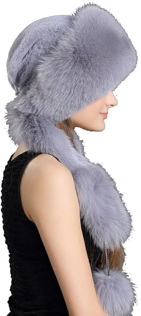 BeFur Womens Winter Hat Genuine Fur Trapper Russian Pom Cap