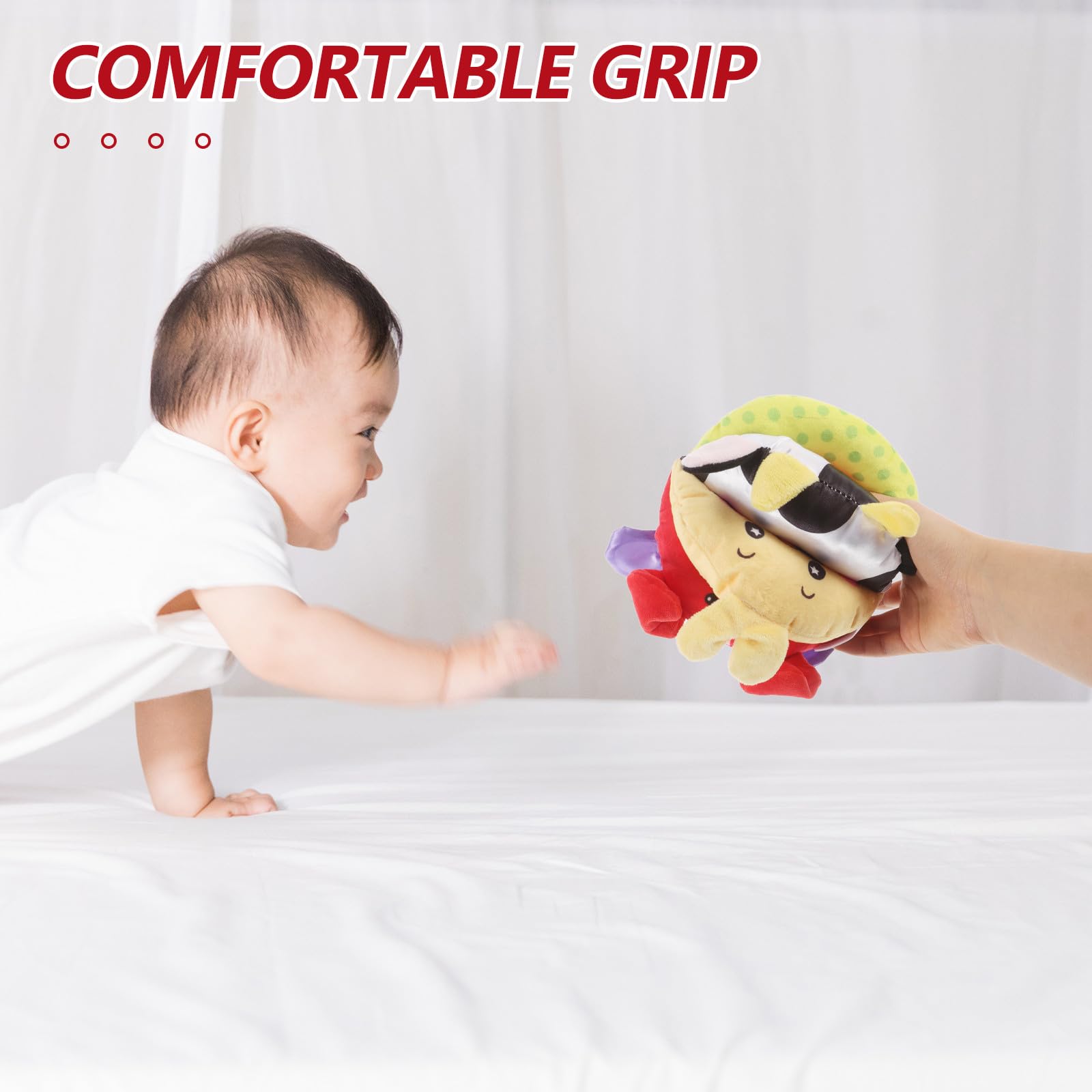 Toyvian Palla sensoriale per neonati - Palla colorata da afferrare in peluche - Giocattolo sensoriale morbido e strutturato per bambini, attività di gioco per bambini piccoli, bomboniera per feste -
