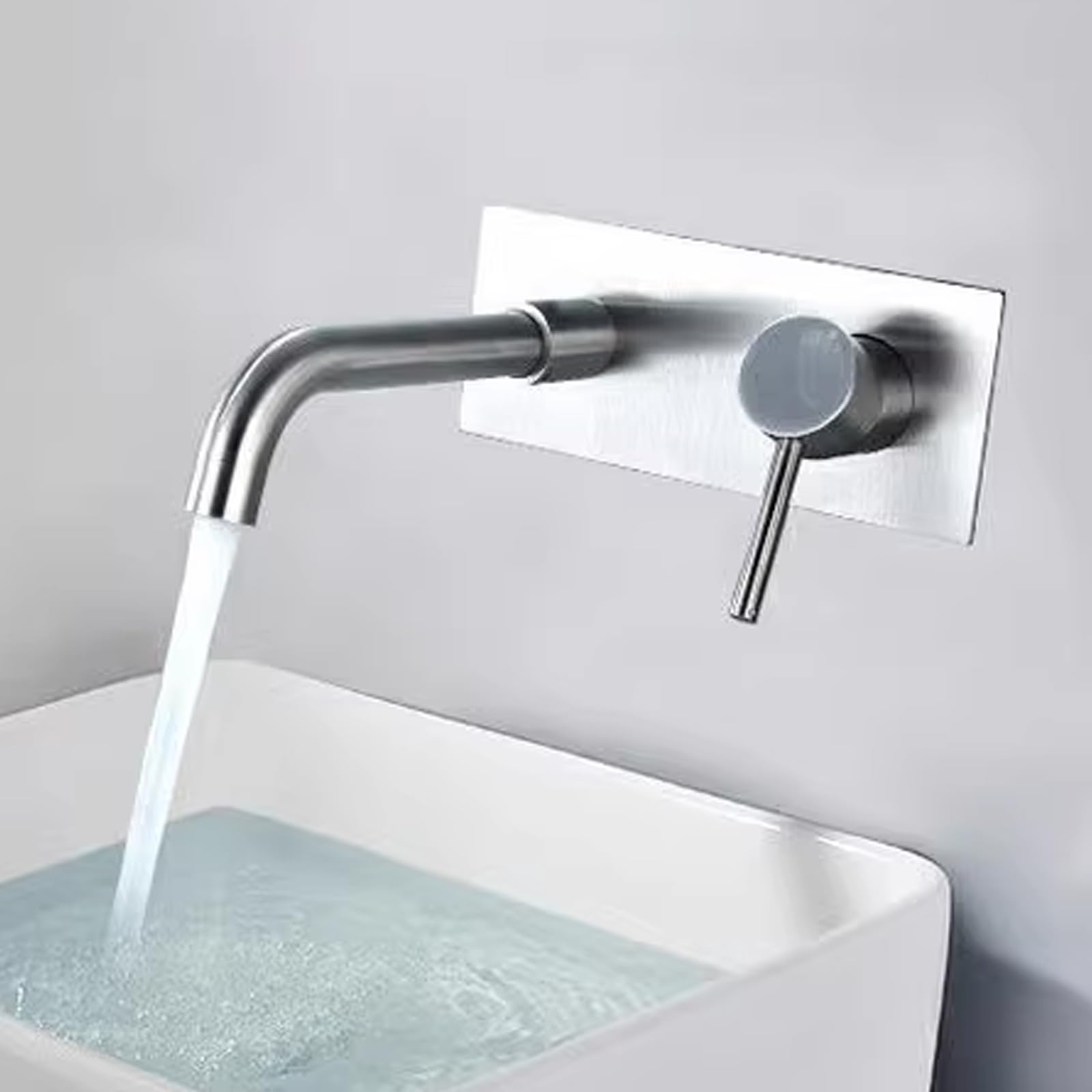 JRUIA Chromowana bateria umywalkowa podtynkowa, łazienkowa podtynkowa, obrót 360°, bateria jednouchwytowa, wysięg 20 cm, doprowadzenie ciepłej i zimnej wody, mosiądz nowoczesny styl,Black