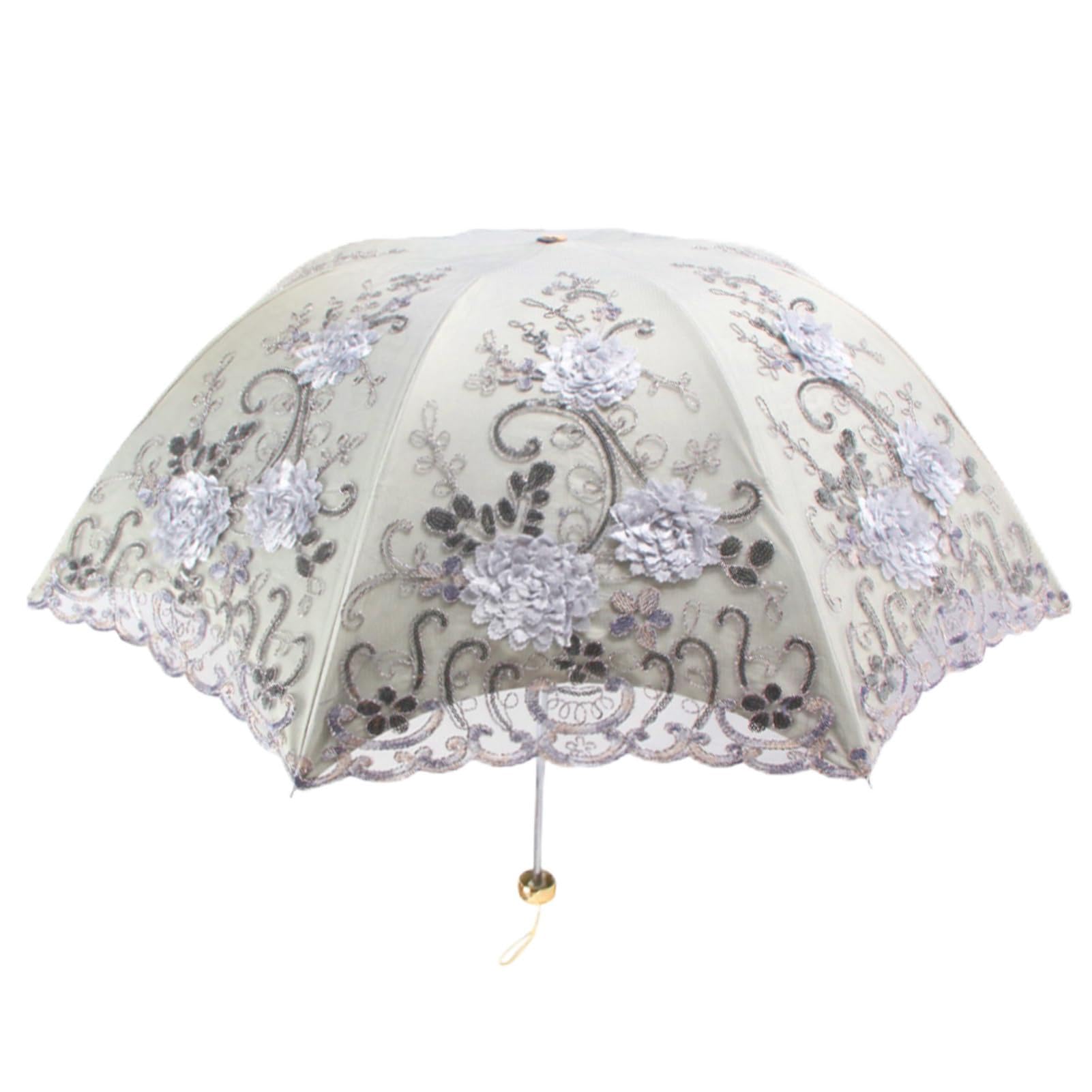 Paraguas UV | Impermeable Resistente al viento y al sol con encaje,Paraguas Paraguas de encaje para lluvia - para mujeres niñas al aire libre parque playa viaje picnic senderismo bolso
