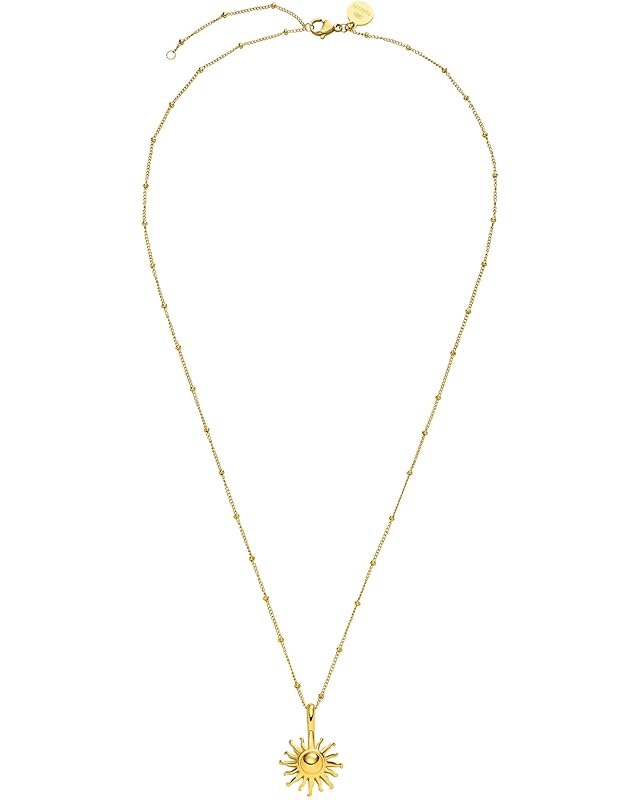 Purelei Sun Kette Damen – Halskette Damen aus langlebigem Edelstahl – Wasserfeste Kette mit Anhänger – 50-55 cm Länge verstellbar – Halskette für deinen individuellen Look Gold