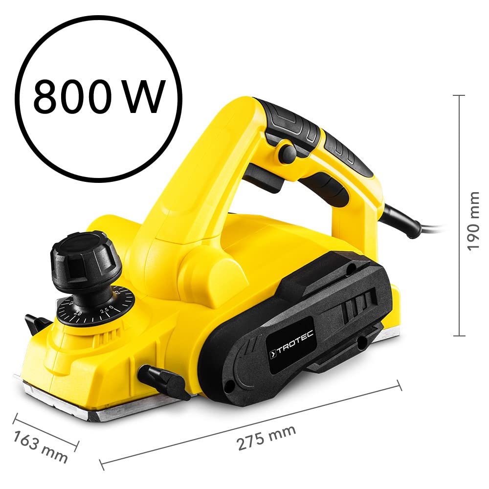TROTEC cepillo eléctrico PPLS 10-800 potente cepillo de 800 W con guía y mando de ranura para virutas