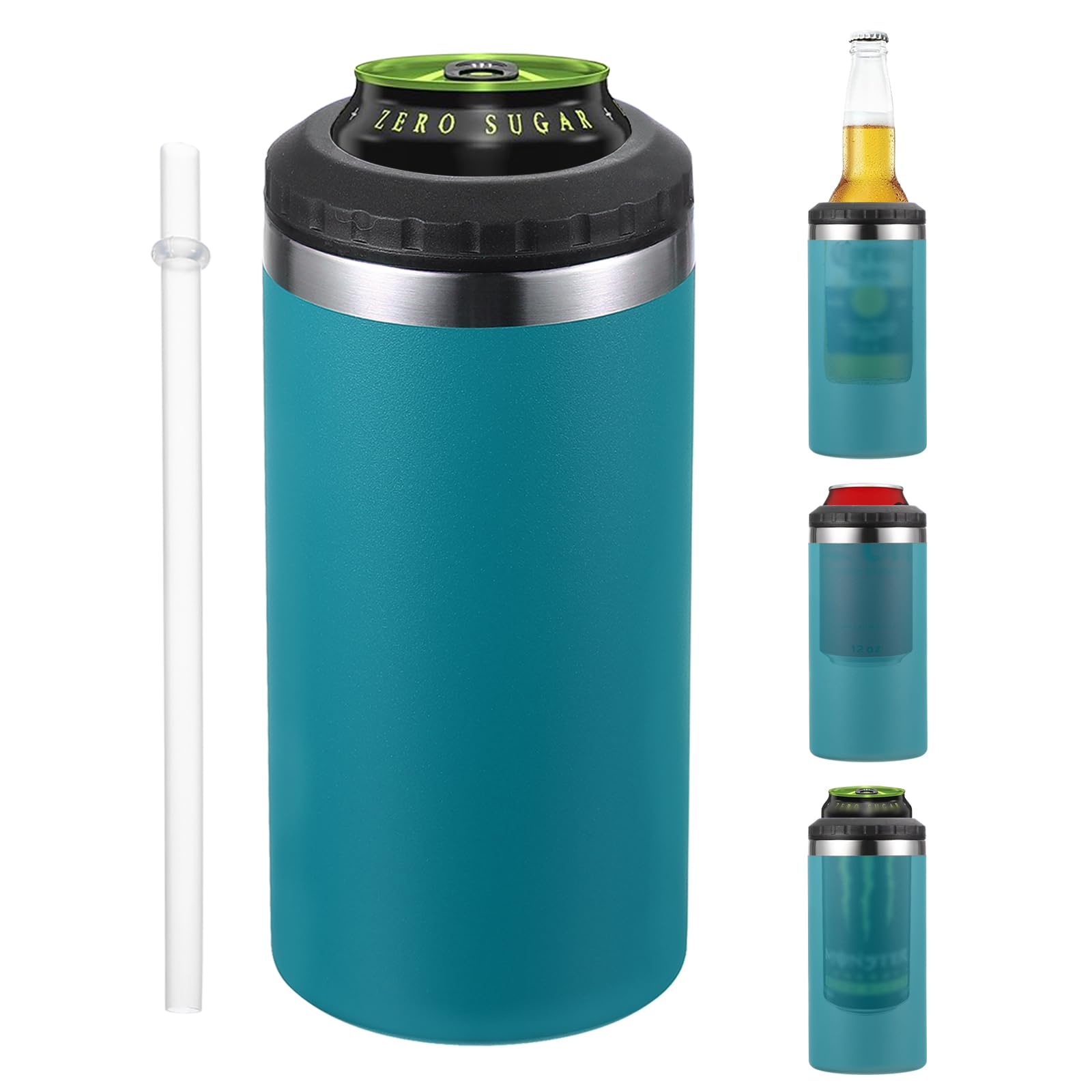 PATIKIL Slim Can Cooler, 16oz Skinny Can Insulated Beer Sleeve Drink Holder for Beer Soda Coffee Regular Cans and Bottles, Blue
