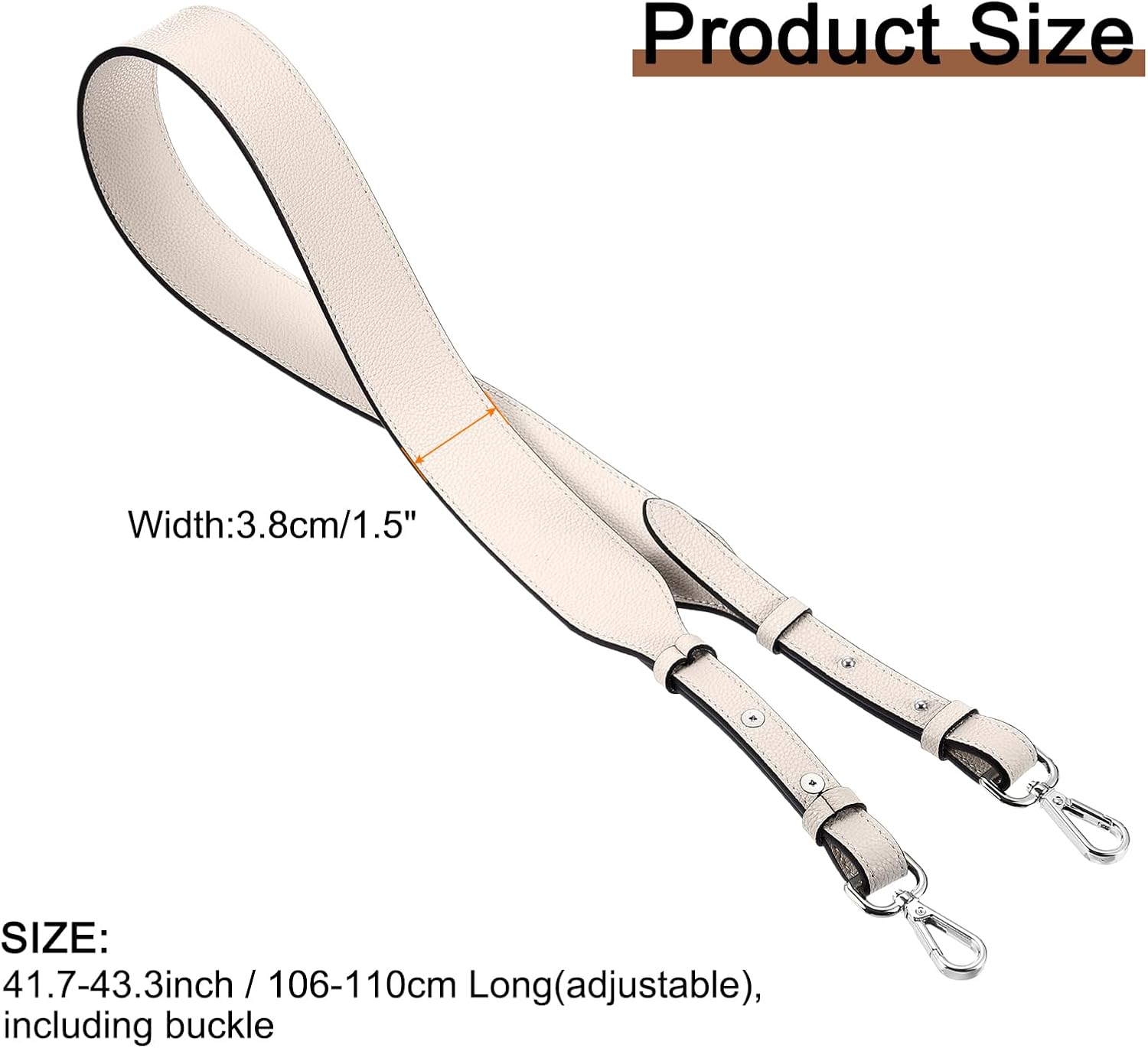 uxcell leather purse strap, adjustable crossbody replacement straps for handbags, shoulder bag beige white, silver clasp