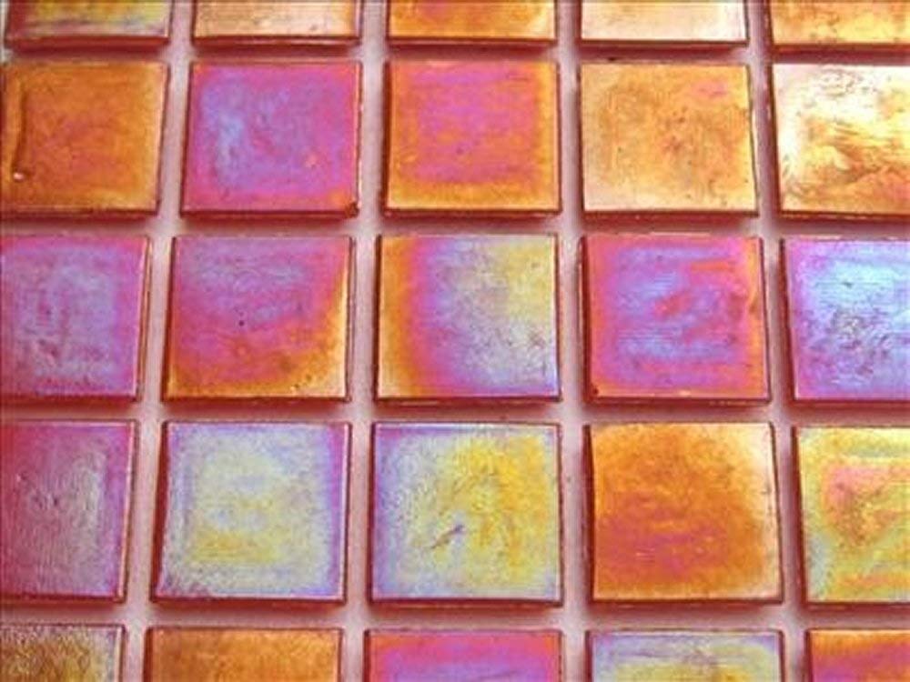 Mosaic Heaven Orange 75 Sheet Iridescent 20Mm Mosaic Tiles