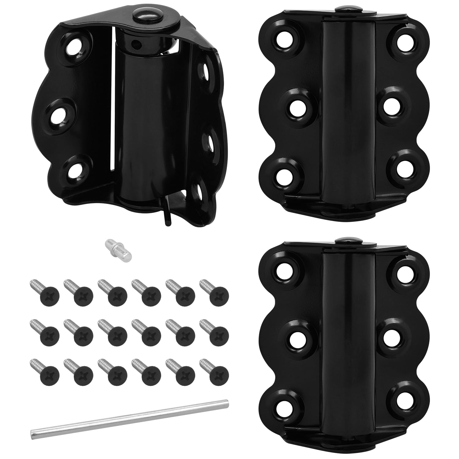 Nuk3y Screen Door Spring Hinge Set, 2-3/4"", Set Includes 2 Self-Closing Hinges & 1 Adjustable Self-Closing Hinge. (Black)
