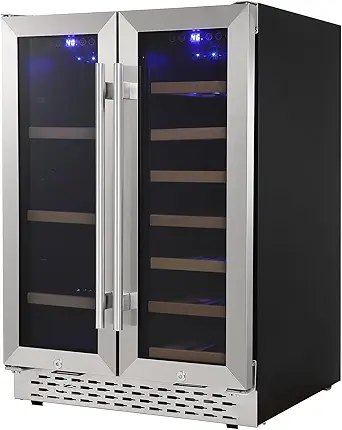 GAOMON Wine and Beverage Refrigerator - 24" Dual Cooler, Independent Temperature Control, Upgraded Compressor, Quiet