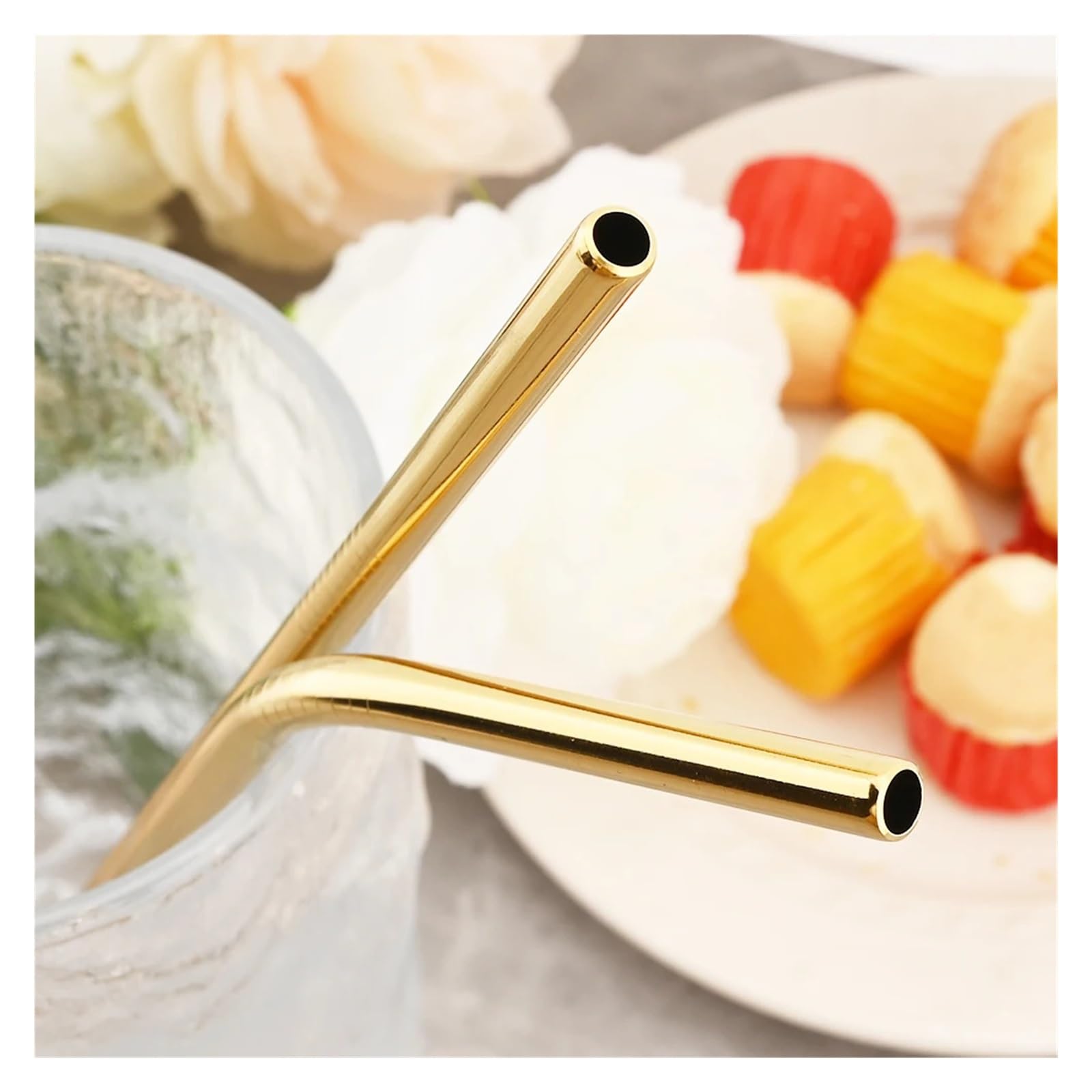 Strohhalme 20-teiliges Set wiederverwendbarer Trinkhalme aus Edelstahl 304 – ideal for Partys, Saftbars und mehr für Smoothie(Green straight)