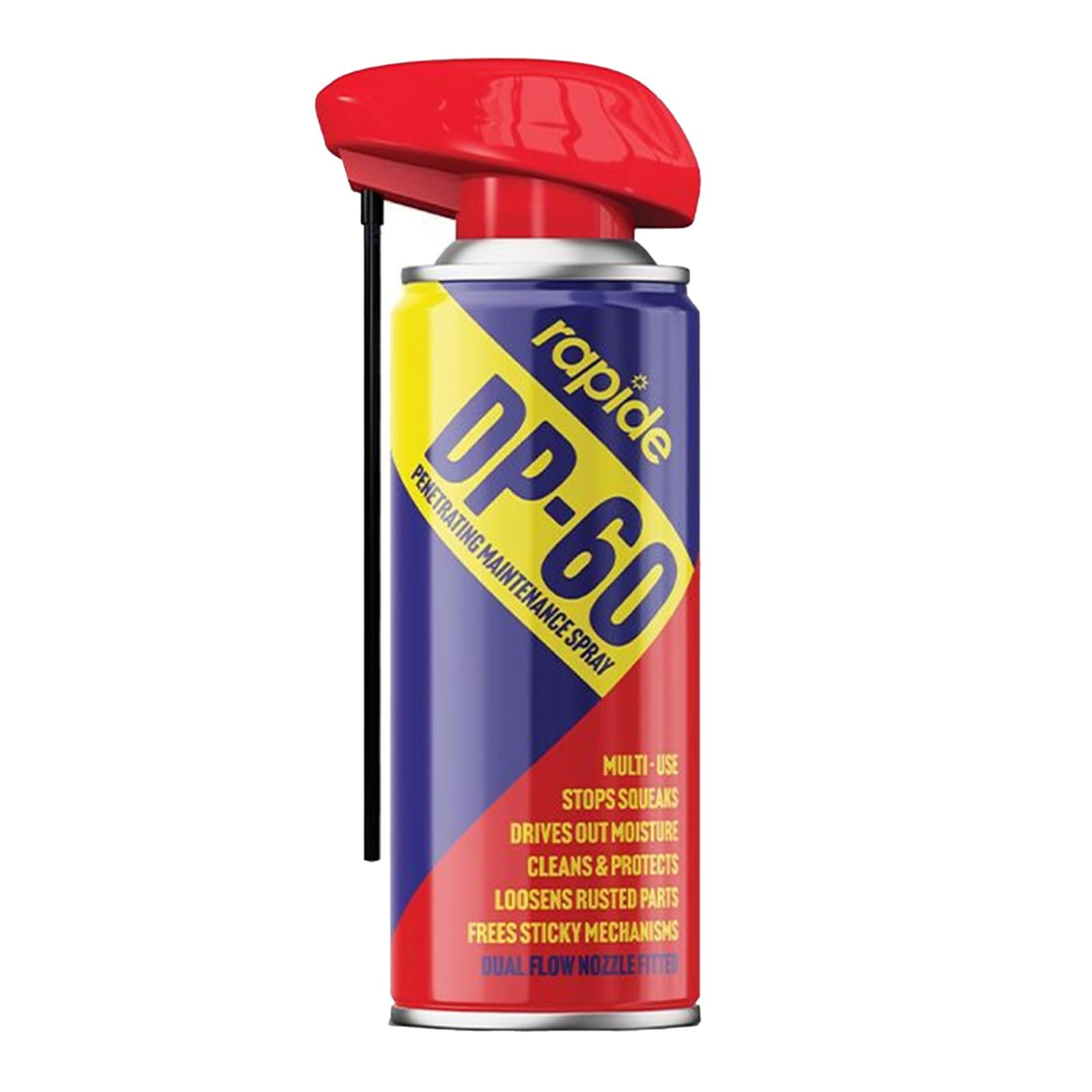 Rapide DP-60 Penetrating Maintenance Spray, Super Strong Multi-Purpose Lubricant, Rust Remover, Water Displacer, Loosens Stuck Parts, Protects & Cleans Metal Surfaces, 250ml (400ml, 1 Pcs)