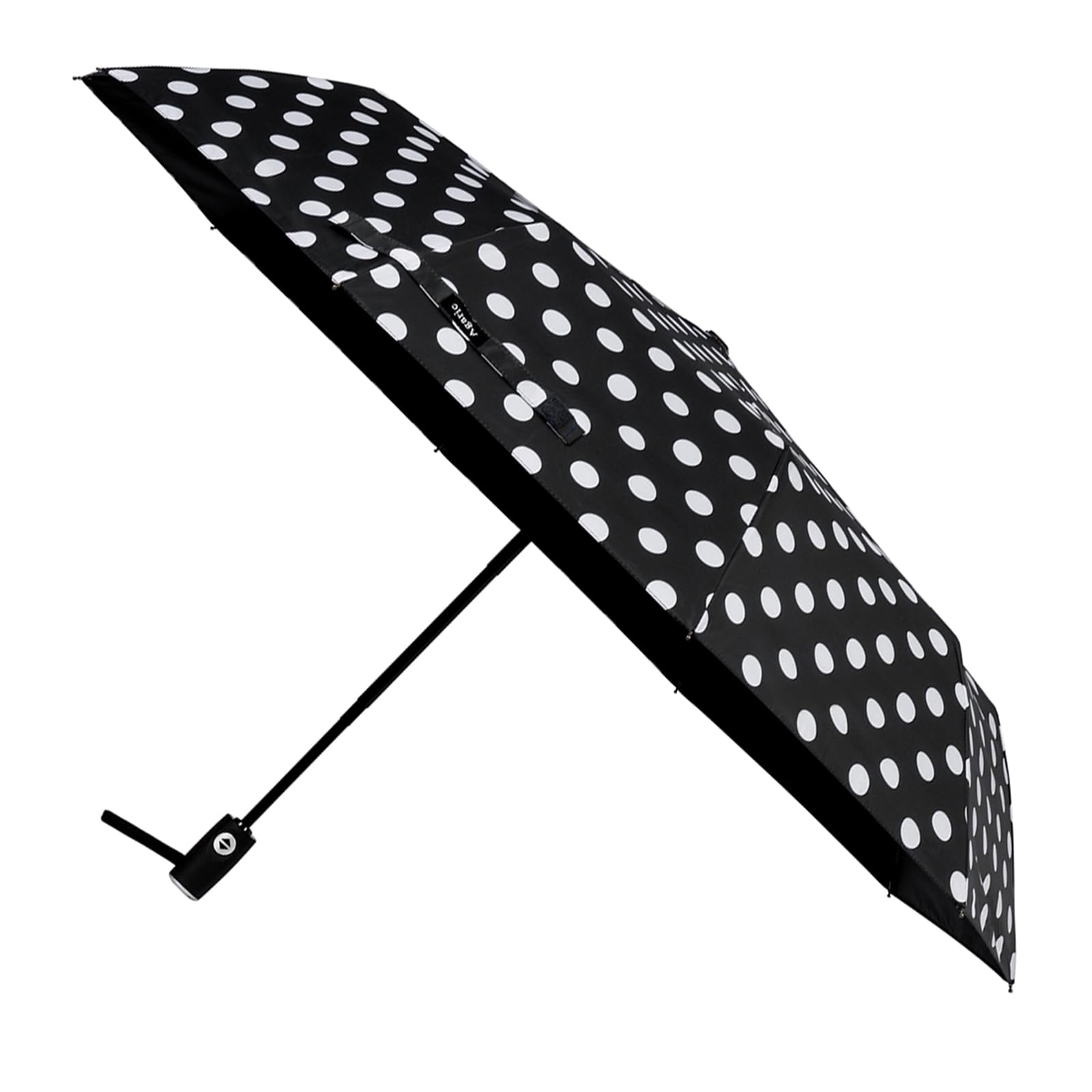 Agaric Cute Polka Dots Large Travel Umbrella for Rain & Sun, 46” UV Protection Auto Open Close Waterproof Folding Umbrella Windproof Compact Umbrella