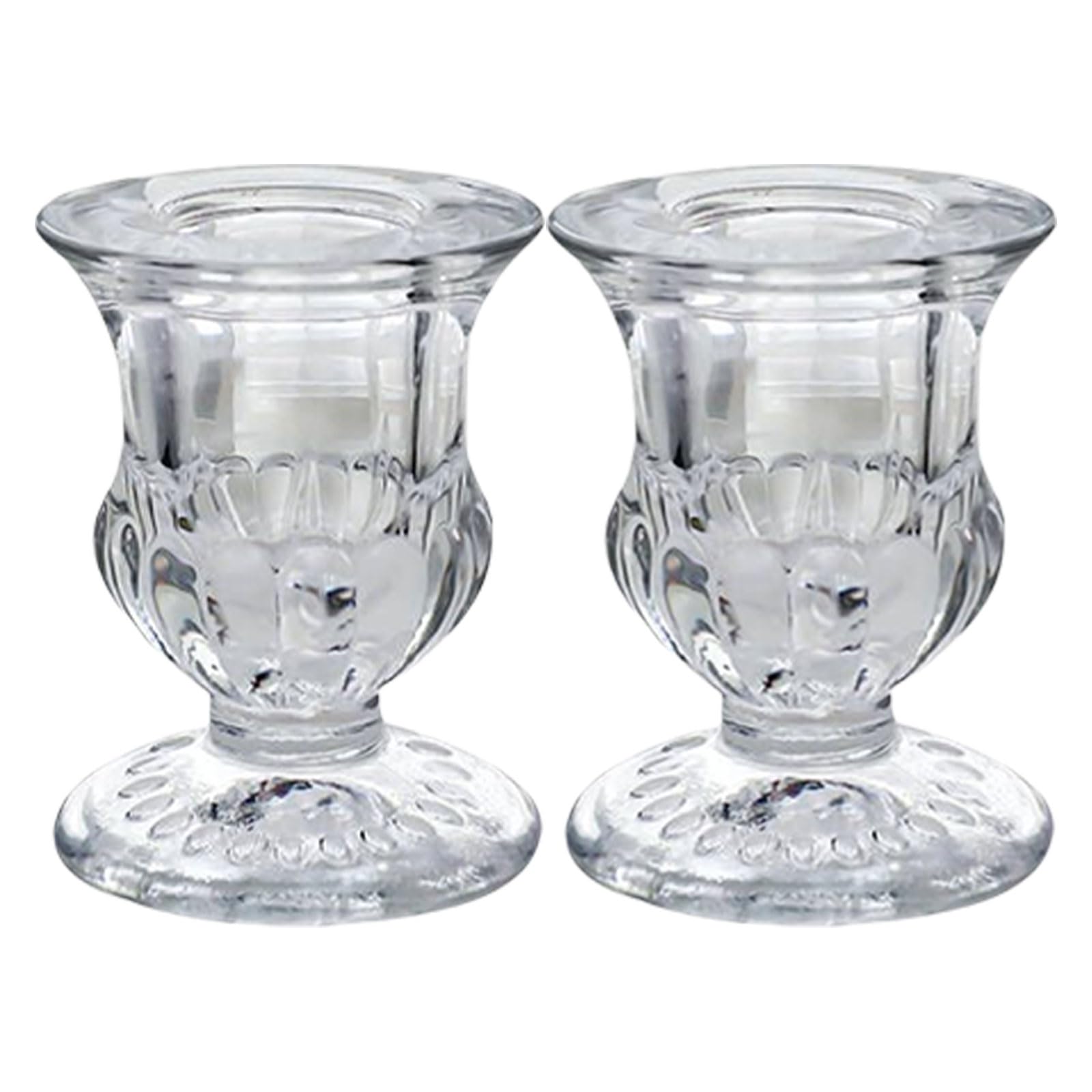 Carotoe D Glass Taper Holder 2Pack, Clear Table Candlestick For Intimate Weddings & Living Room Ecoration Wedding Table Ecors