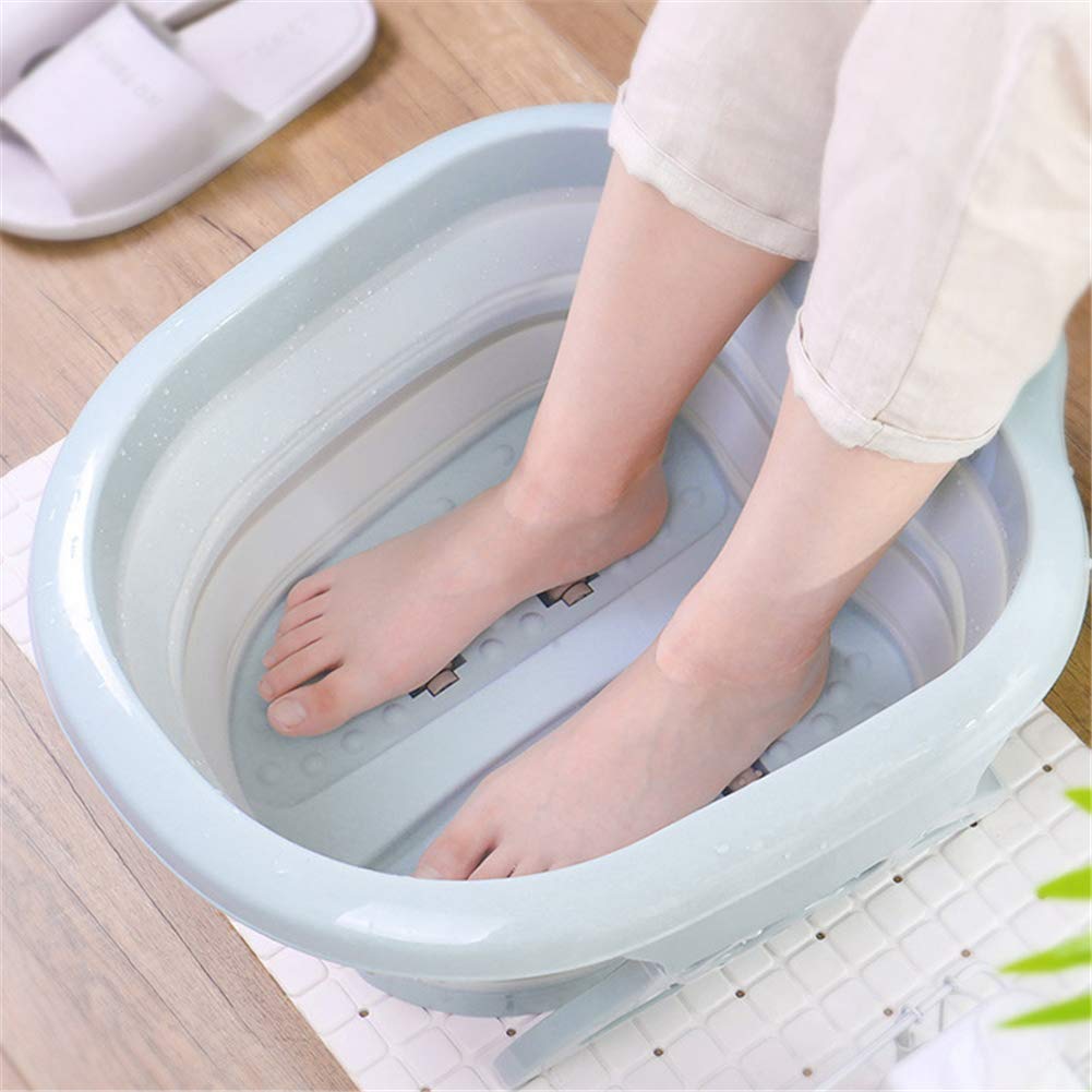 Bañera plegable para pies con 4 rodillos masajeadores, lavabo de plástico grueso y resistente para remojar los pies, pedicura y masajear tobillos (rosa) para perseguir la felicidad