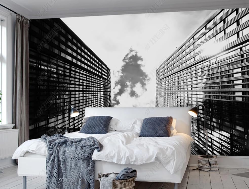 Papier peint intissé noir et blanc 200x140 cm pour salon et restaurant