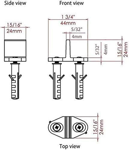 Miniatura 6 de JUBEST Juego de 2 guías de suelo de aluminio negro para puertas correderas de granero, guía en forma de T, montaje en piso, se instala fácilmente
