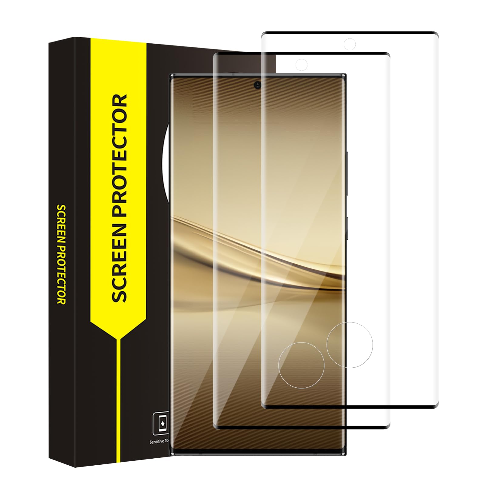 Cable Leader 2 Stück Schutzfolie für Panzerglas für Samsung Galaxy S23 Ultra 5G, 3D-Volle Bedeckung 9H Härte Anti-Kratzen Hohe Klarheit Hohe Auflösung Fingerabdruck-ID Samsung S23 Ultra Folie