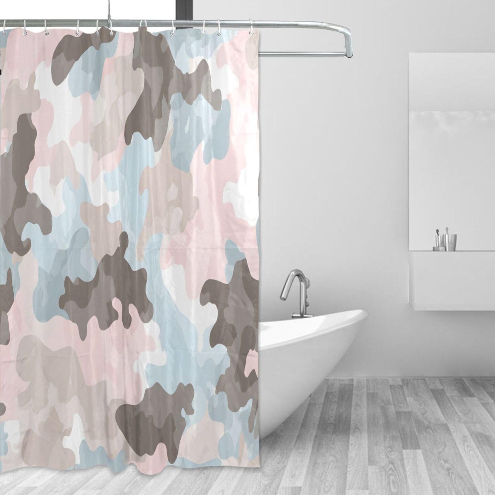DUOBU Camouflage Pattern Shower Curtain Washable Waterproof Fabric Bath Curtain 60x72Inch Shower Curtains with Hooks for Bathroom Decor
